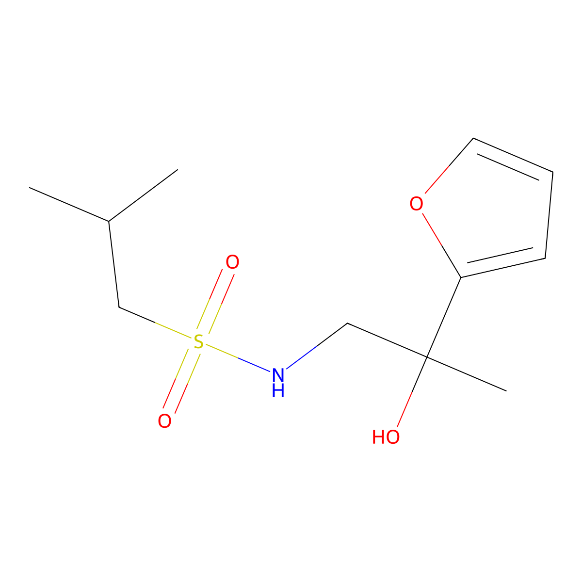 N-[2-(furan-2-yl)-2-hydroxypropyl]-2-methylpropane-1-sulfonamide molecular structure, CAS 1396791-43-7