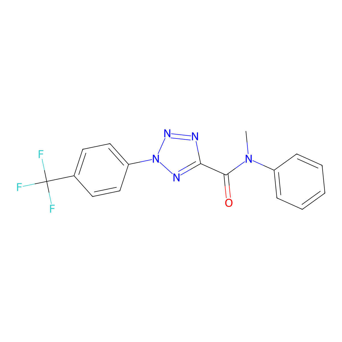 N-methyl-N-phenyl-2-(4-(trifluoromethyl)phenyl)-2H-tetrazole-5-carboxamide molecular structure, CAS 1396791-46-0