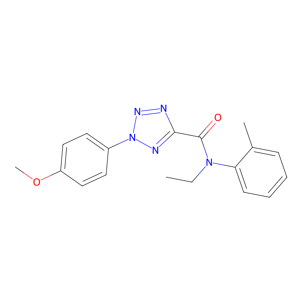 N-ethyl-2-(4-methoxyphenyl)-N-(o-tolyl)-2H-tetrazole-5-carboxamide molecular structure, CAS 1396791-48-2
