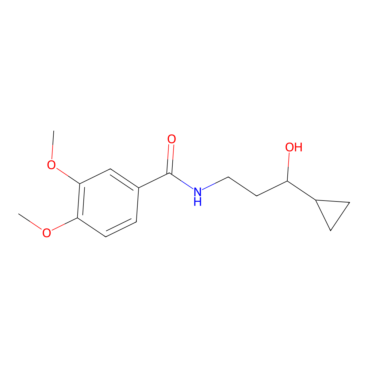N-(3-cyclopropyl-3-hydroxypropyl)-3,4-dimethoxybenzamide molecular structure, CAS 1396791-49-3