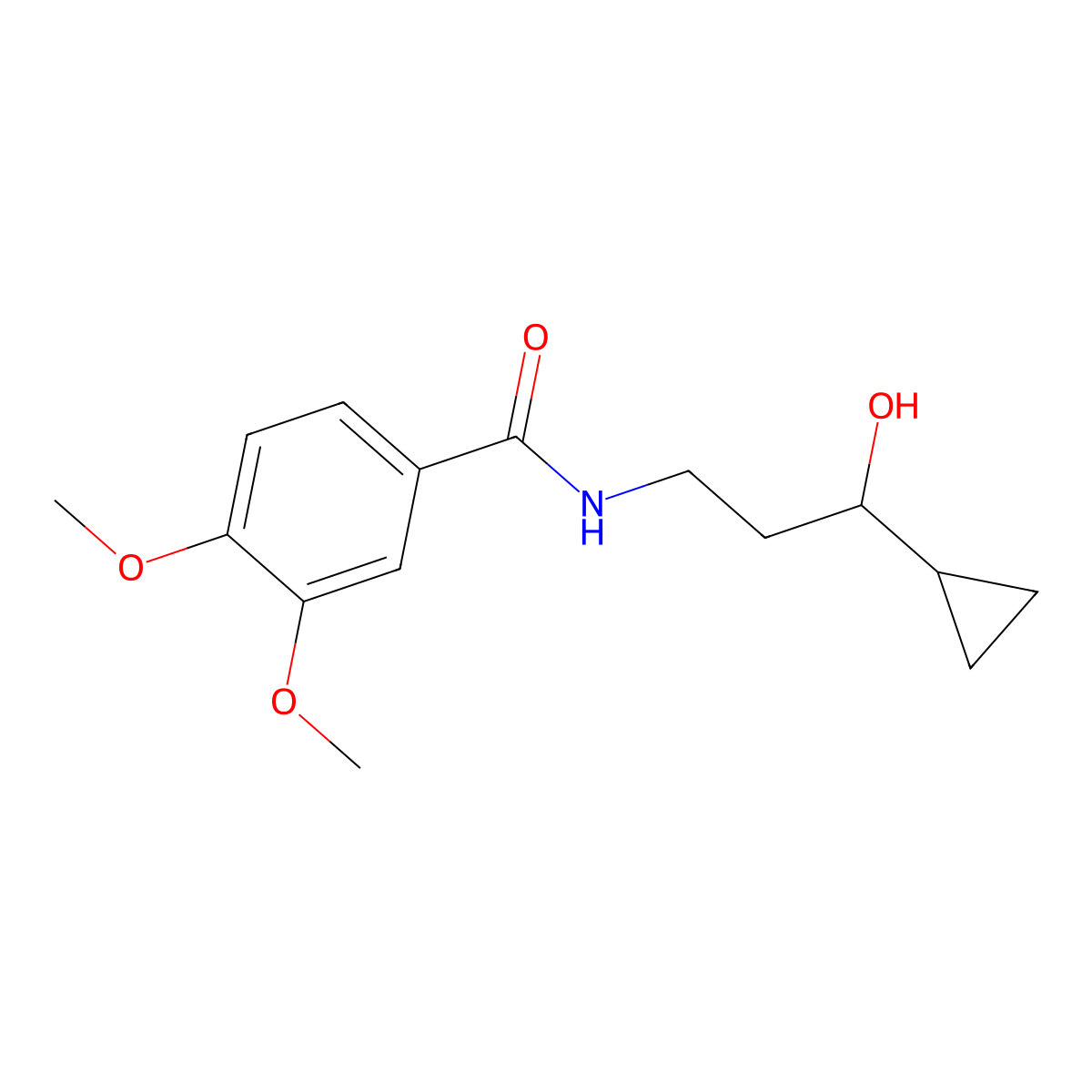 N-(3-cyclopropyl-3-hydroxypropyl)-3,4-dimethoxybenzamide molecular structure, CAS 1396791-49-3