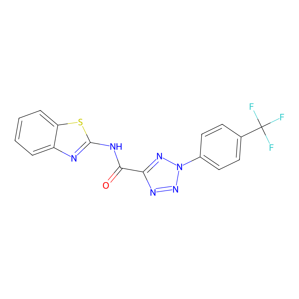 N-(benzo[d]thiazol-2-yl)-2-(4-(trifluoromethyl)phenyl)-2H-tetrazole-5-carboxamide molecular structure, CAS 1396791-55-1