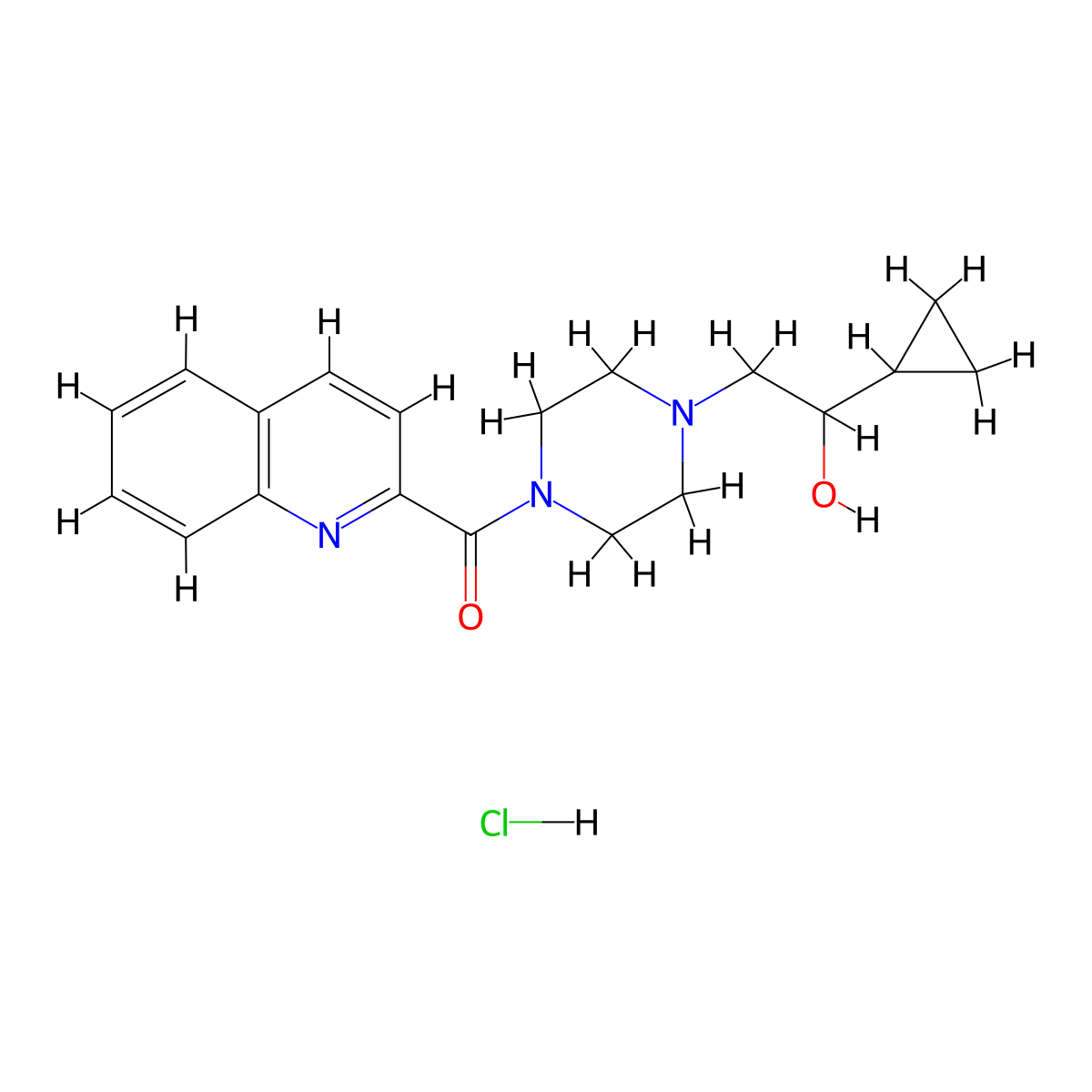 (4-(2-Cyclopropyl-2-hydroxyethyl)piperazin-1-yl)(quinolin-2-yl)methanone hydrochloride molecular structure, CAS 1396791-56-2