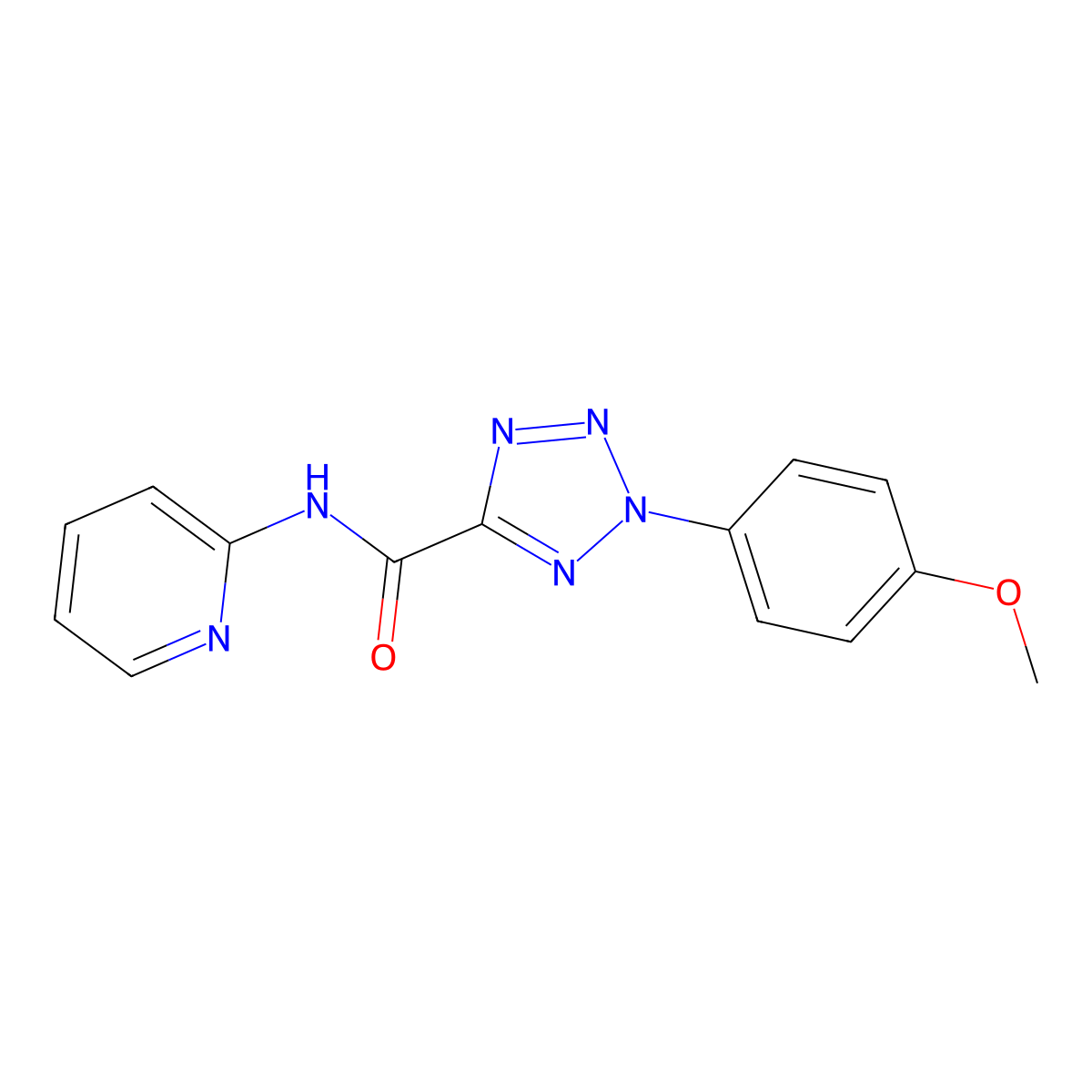2-(4-methoxyphenyl)-N-(pyridin-2-yl)-2H-tetrazole-5-carboxamide molecular structure, CAS 1396791-58-4