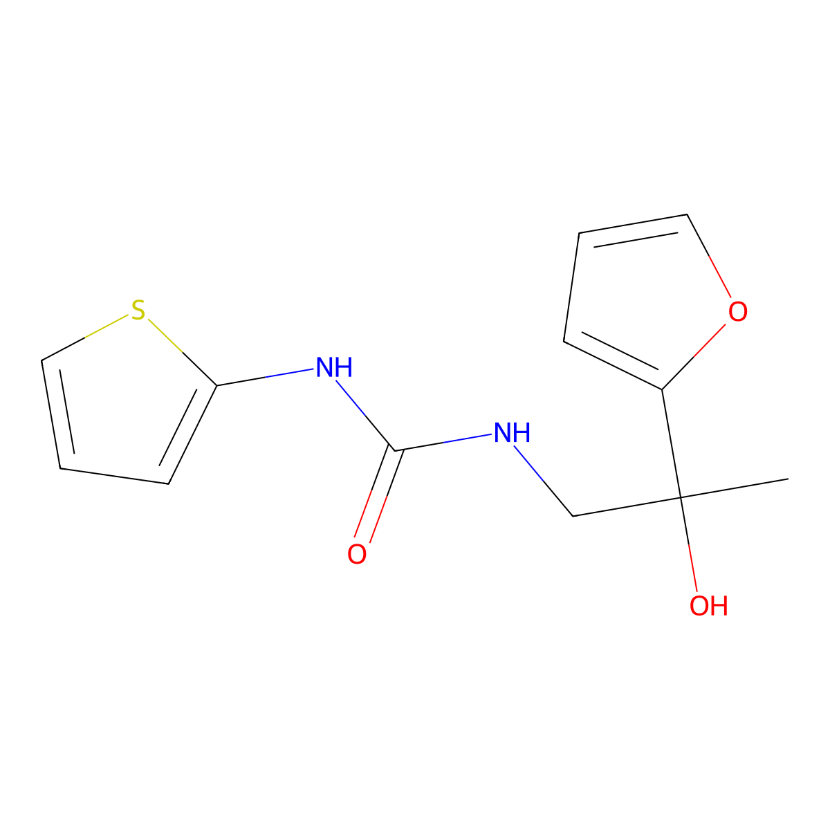 1-[2-(Furan-2-yl)-2-hydroxypropyl]-3-(thiophen-2-yl)urea molecular structure, CAS 1396791-59-5