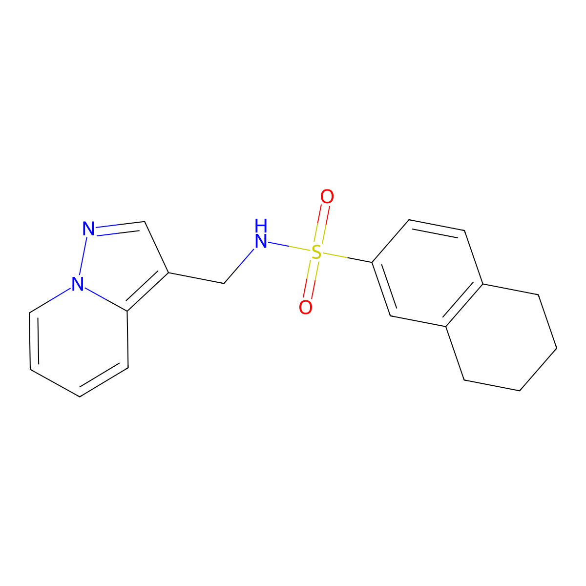 N-(pyrazolo[1,5-a]pyridin-3-ylmethyl)-5,6,7,8-tetrahydronaphthalene-2-sulfonamide molecular structure, CAS 1396791-61-9