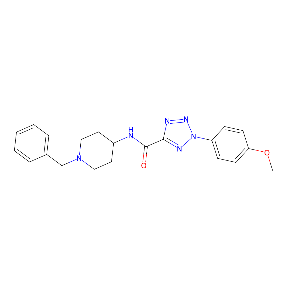 N-(1-benzylpiperidin-4-yl)-2-(4-methoxyphenyl)-2H-tetrazole-5-carboxamide molecular structure, CAS 1396791-64-2