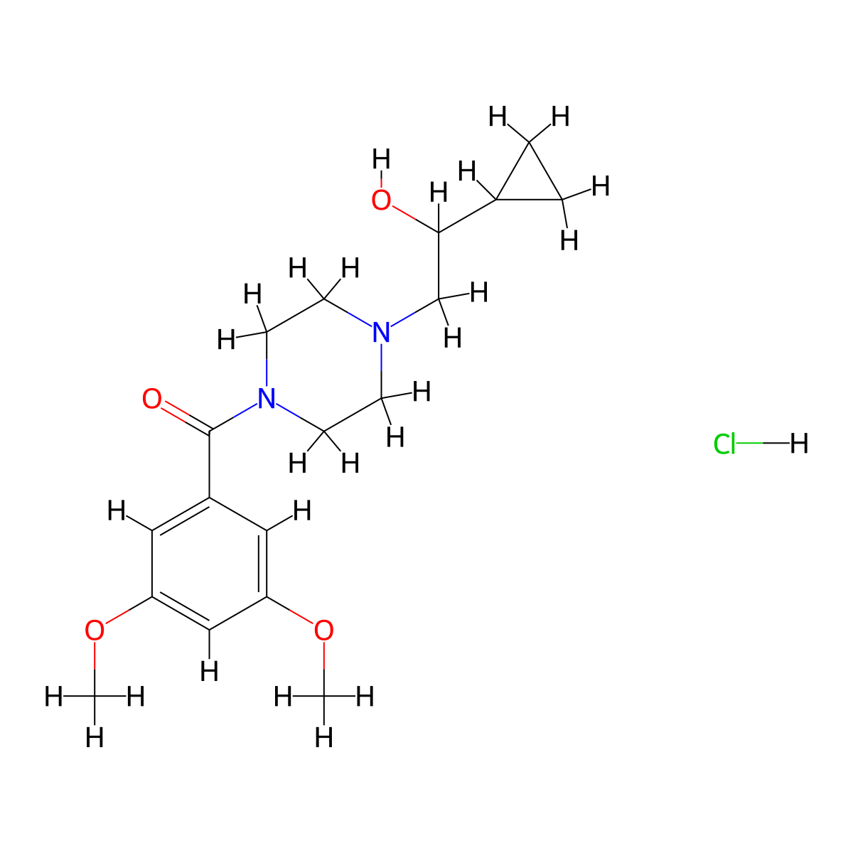 (4-(2-Cyclopropyl-2-hydroxyethyl)piperazin-1-yl)(3,5-dimethoxyphenyl)methanone hydrochloride molecular structure, CAS 1396791-66-4
