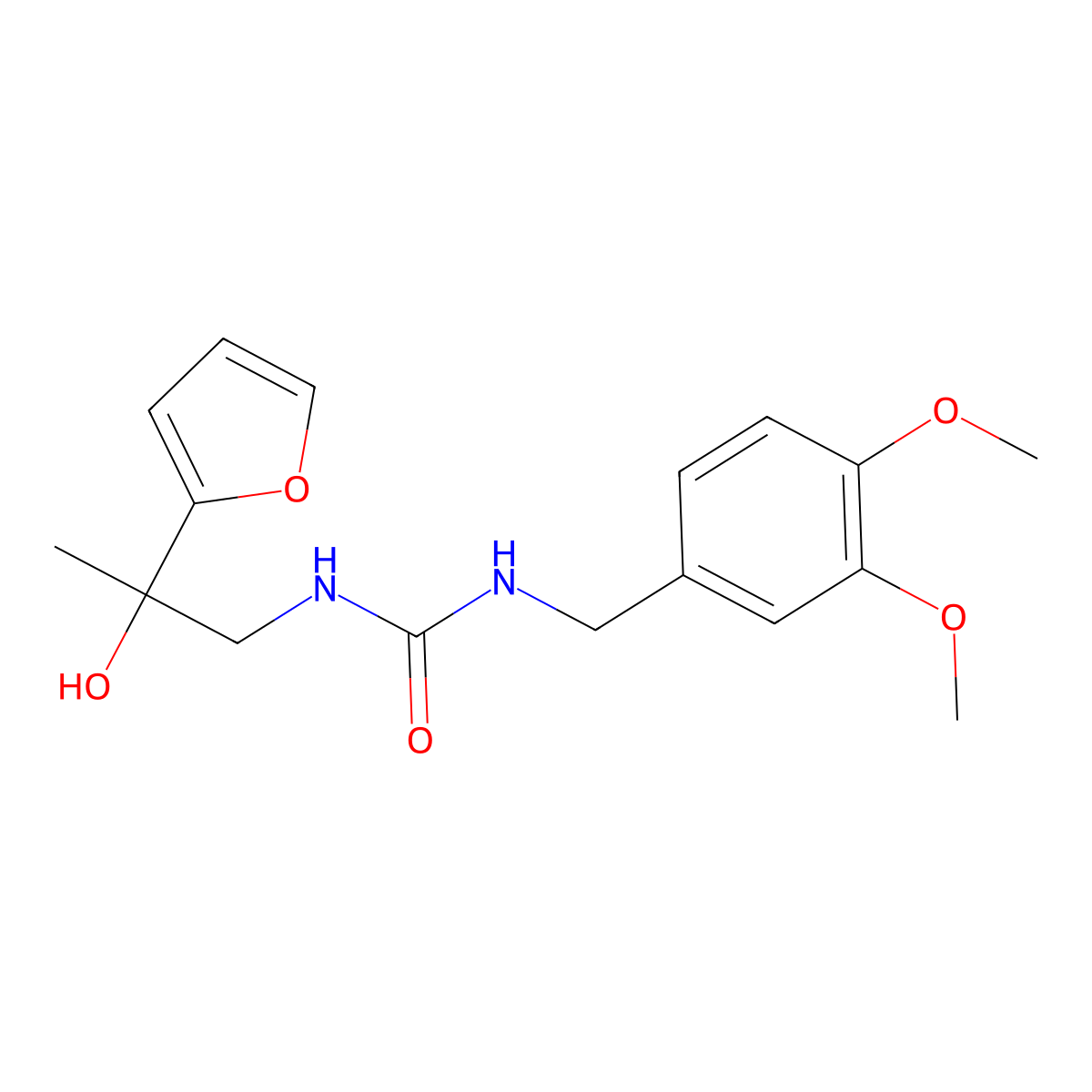 1-(3,4-Dimethoxybenzyl)-3-(2-(furan-2-yl)-2-hydroxypropyl)urea molecular structure, CAS 1396791-67-5