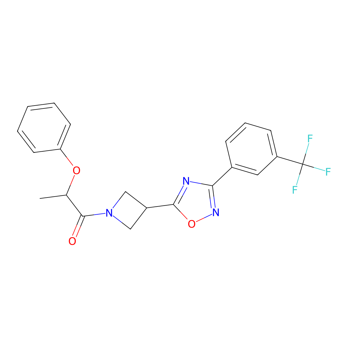 2-Phenoxy-1-(3-(3-(3-(trifluoromethyl)phenyl)-1,2,4-oxadiazol-5-yl)azetidin-1-yl)propan-1-one molecular structure, CAS 1396791-70-0