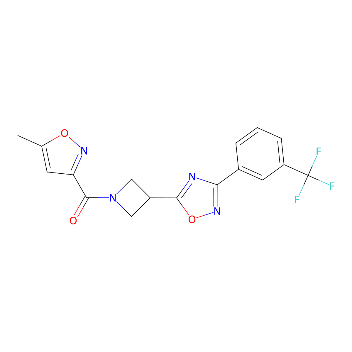 (5-Methylisoxazol-3-yl)(3-(3-(3-(trifluoromethyl)phenyl)-1,2,4-oxadiazol-5-yl)azetidin-1-yl)methanone molecular structure, CAS 1396791-72-2