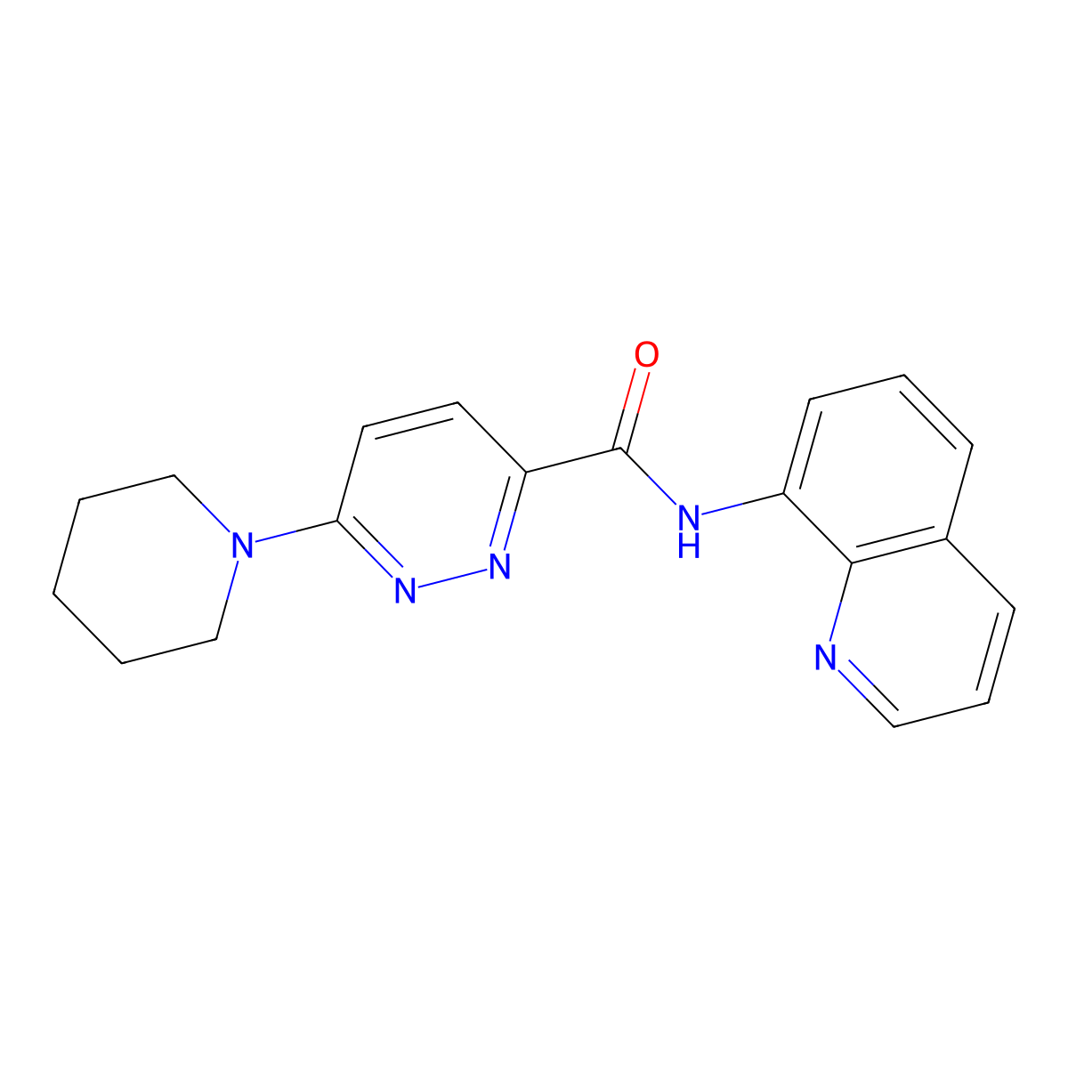 6-(piperidin-1-yl)-N-(quinolin-8-yl)pyridazine-3-carboxamide molecular structure, CAS 1396791-76-6