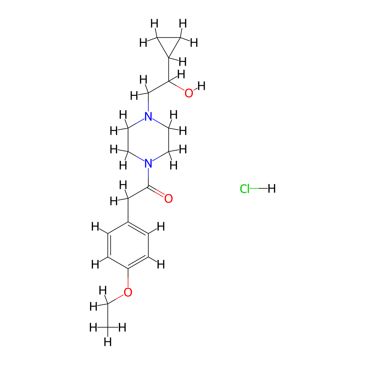 1-(4-(2-Cyclopropyl-2-hydroxyethyl)piperazin-1-yl)-2-(4-ethoxyphenyl)ethanone hydrochloride molecular structure, CAS 1396791-79-9
