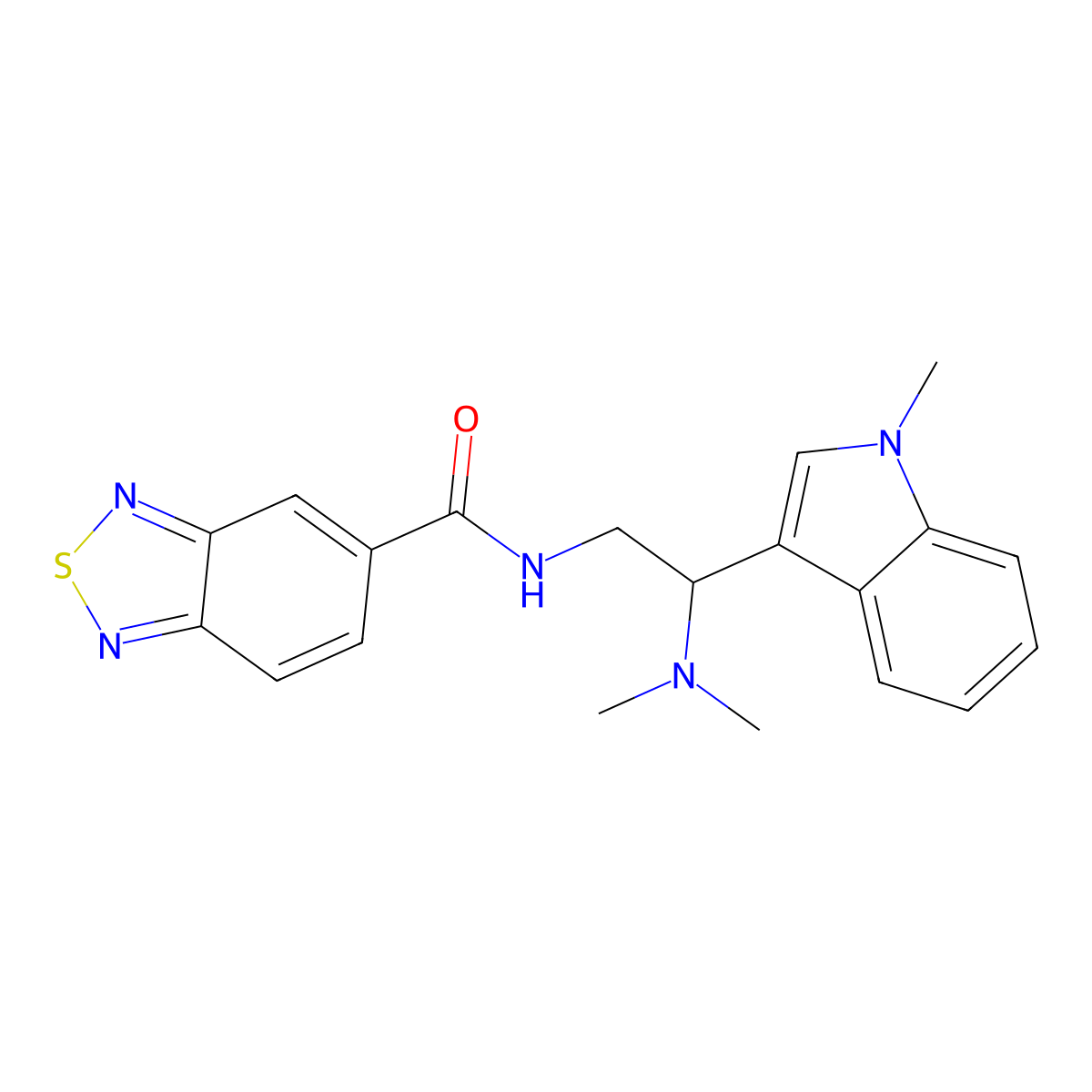 N-(2-(dimethylamino)-2-(1-methyl-1H-indol-3-yl)ethyl)benzo[c][1,2,5]thiadiazole-5-carboxamide molecular structure, CAS 1396791-81-3