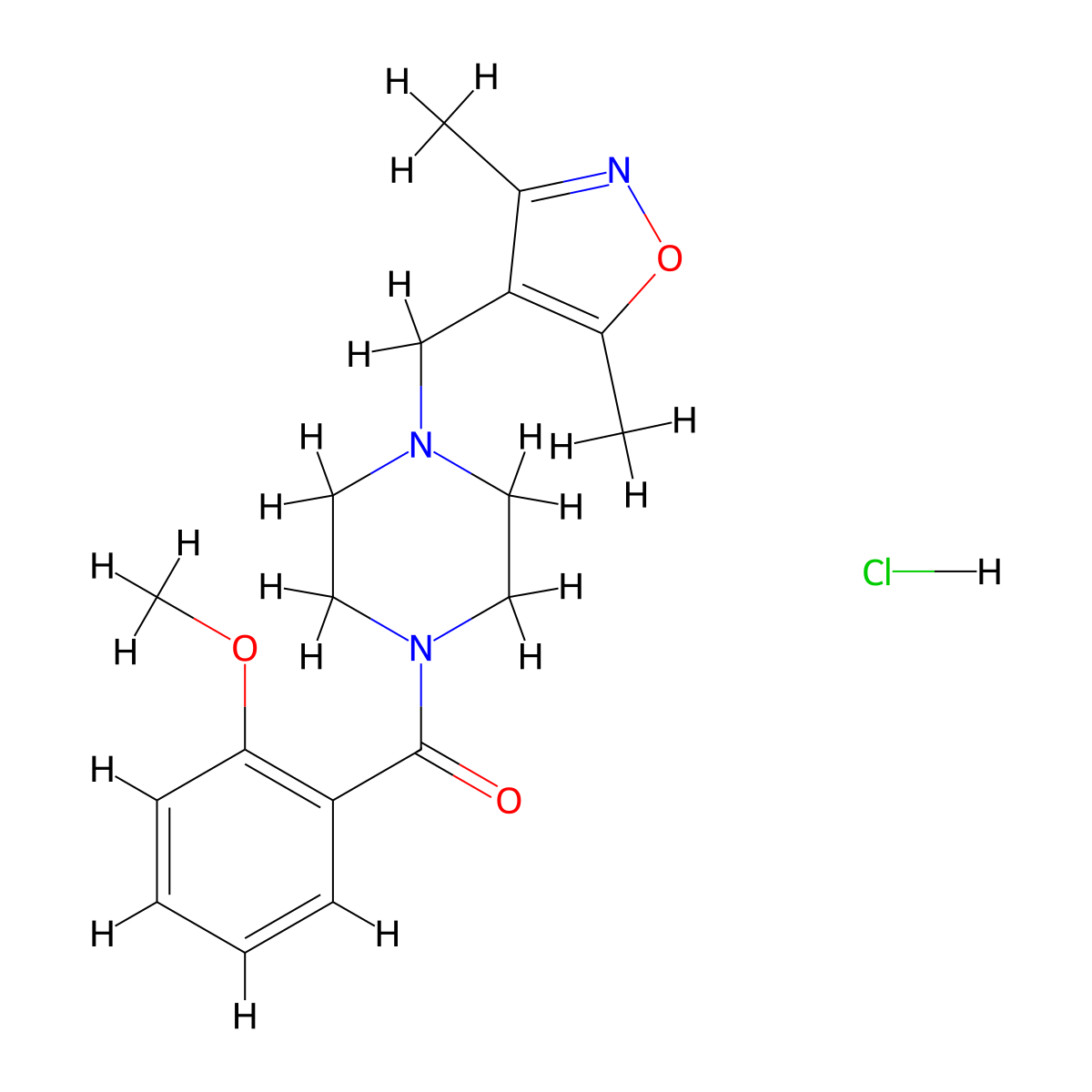 (4-((3,5-Dimethylisoxazol-4-yl)methyl)piperazin-1-yl)(2-methoxyphenyl)methanone hydrochloride molecular structure, CAS 1396791-89-1