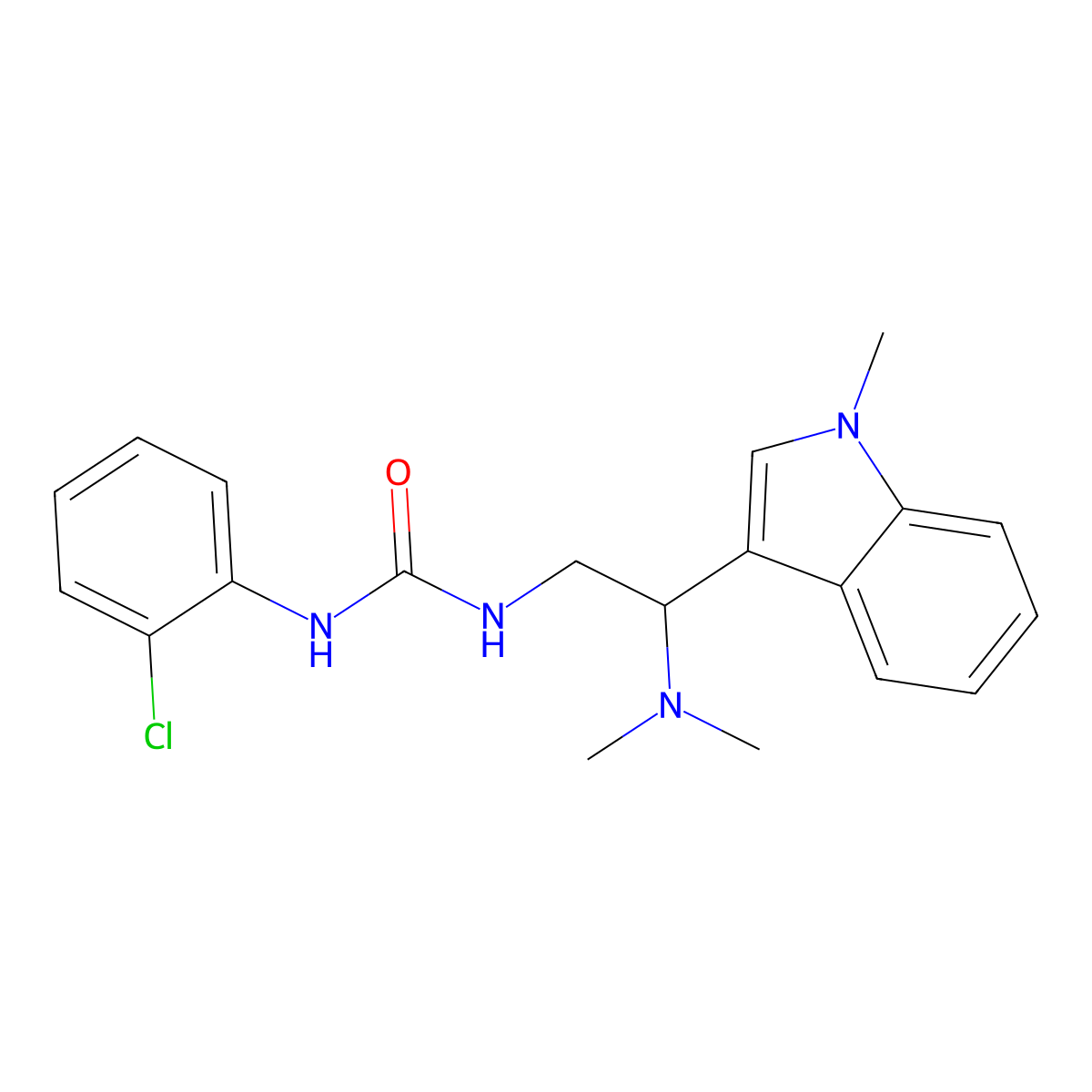 1-(2-chlorophenyl)-3-(2-(dimethylamino)-2-(1-methyl-1H-indol-3-yl)ethyl)urea molecular structure, CAS 1396791-90-4
