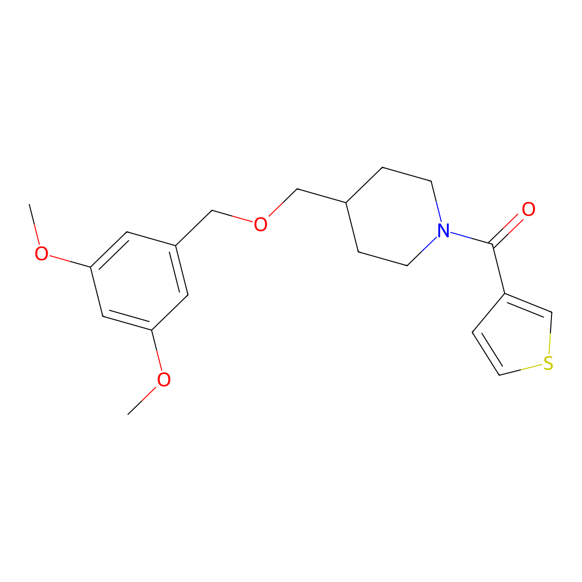 (4-(((3,5-Dimethoxybenzyl)oxy)methyl)piperidin-1-yl)(thiophen-3-yl)methanone molecular structure, CAS 1396791-94-8