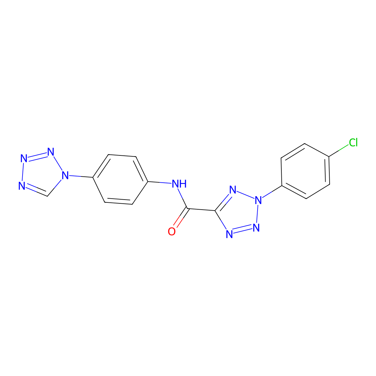 N-(4-(1H-tetrazol-1-yl)phenyl)-2-(4-chlorophenyl)-2H-tetrazole-5-carboxamide molecular structure, CAS 1396792-00-9