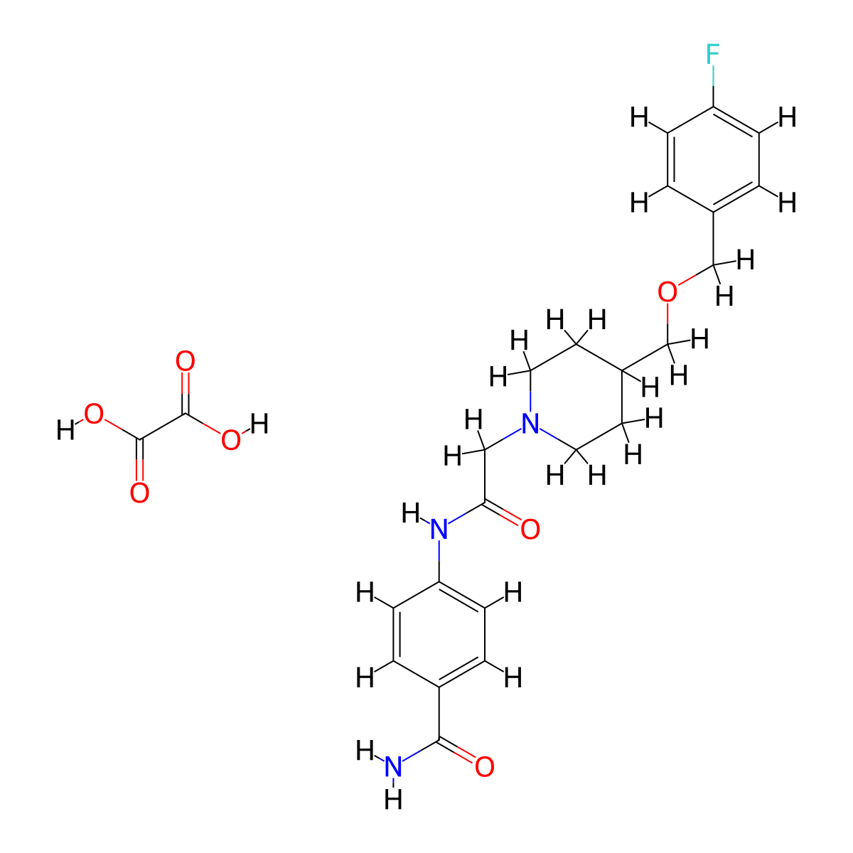 4-(2-(4-(((4-Fluorobenzyl)oxy)methyl)piperidin-1-yl)acetamido)benzamide oxalate molecular structure, CAS 1396792-05-4