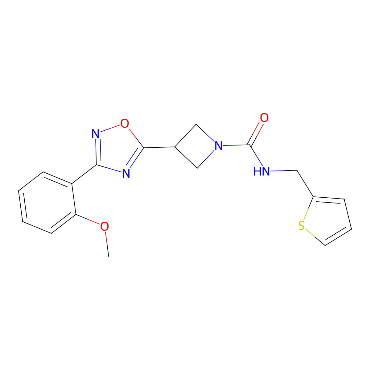 3-(3-(2-methoxyphenyl)-1,2,4-oxadiazol-5-yl)-N-(thiophen-2-ylmethyl)azetidine-1-carboxamide molecular structure, CAS 1396792-06-5