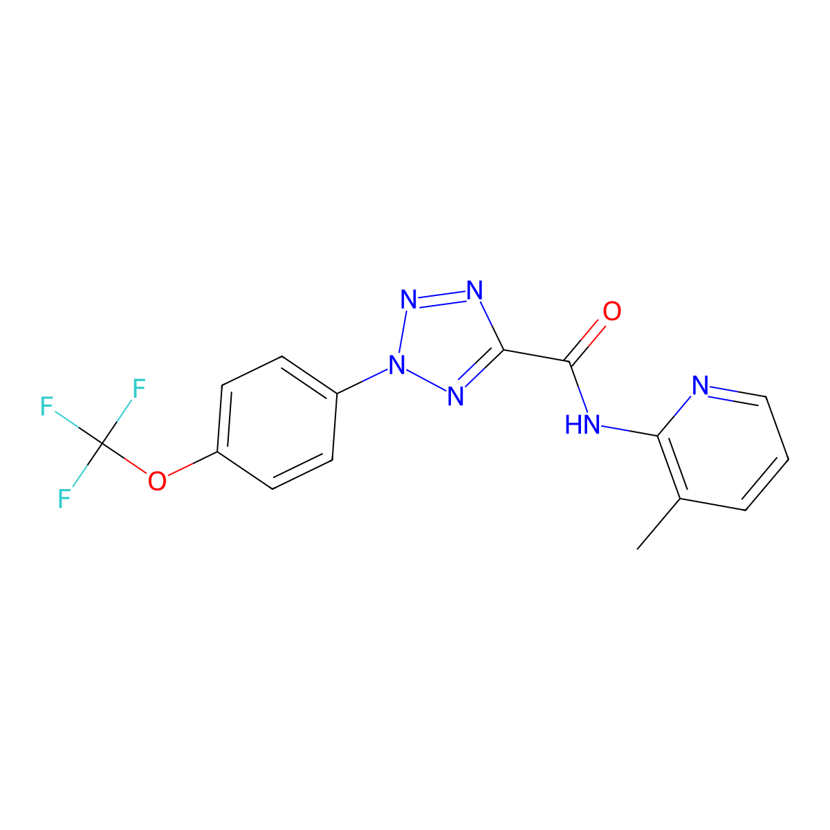 N-(3-methylpyridin-2-yl)-2-(4-(trifluoromethoxy)phenyl)-2H-tetrazole-5-carboxamide molecular structure, CAS 1396792-07-6