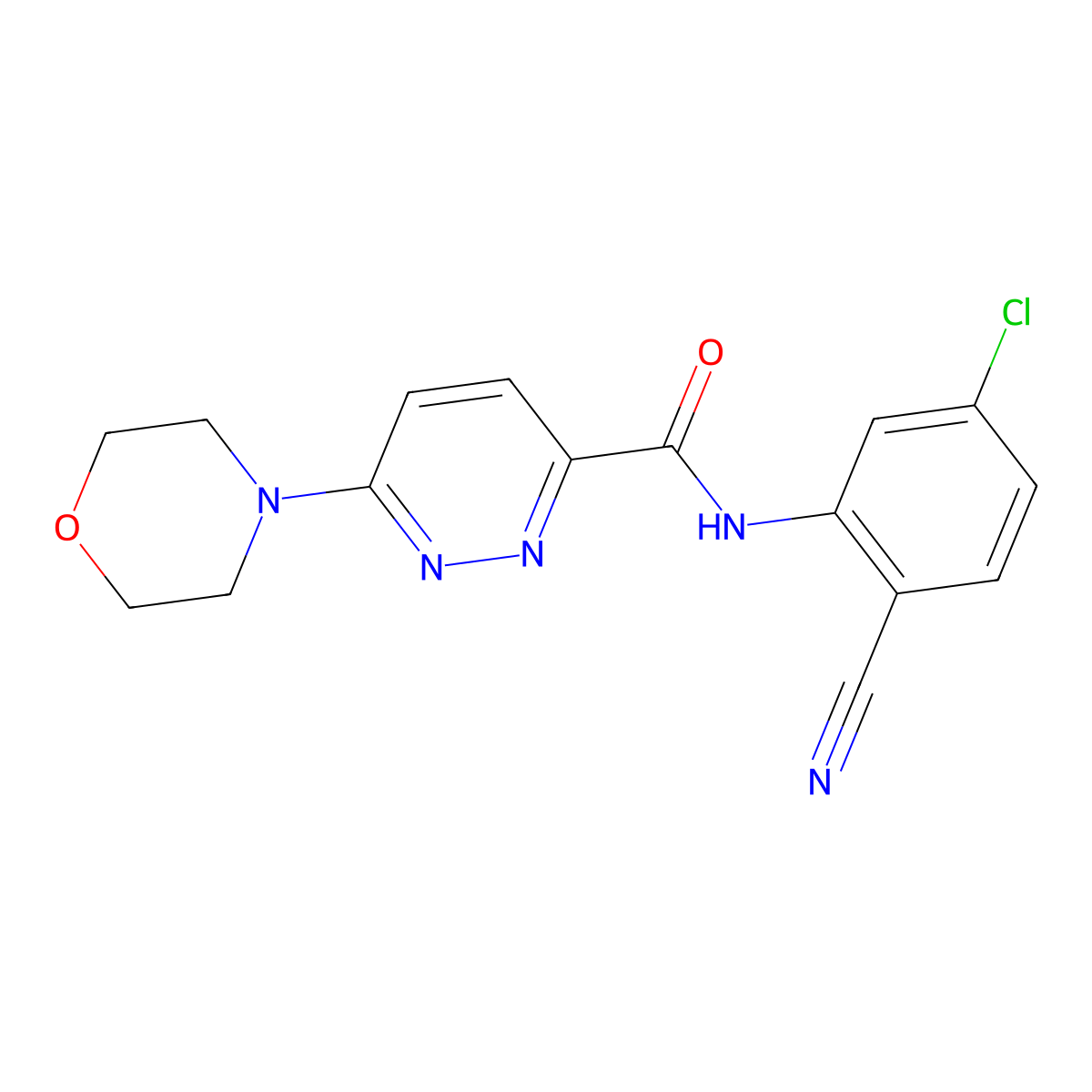 N-(5-chloro-2-cyanophenyl)-6-morpholinopyridazine-3-carboxamide molecular structure, CAS 1396792-08-7