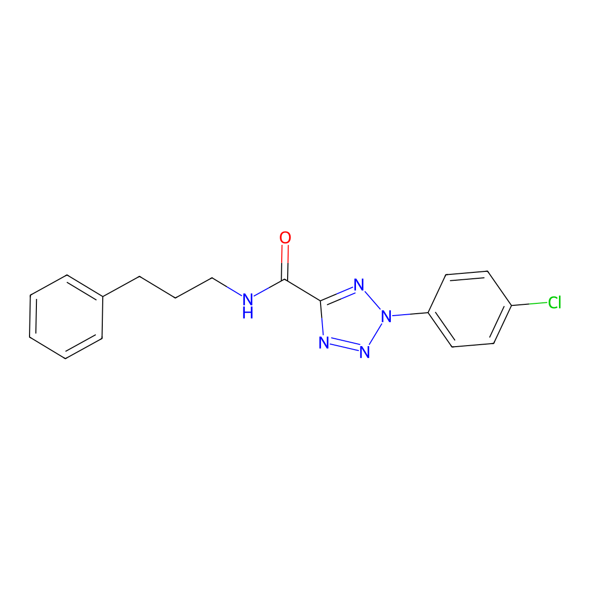 2-(4-chlorophenyl)-N-(3-phenylpropyl)-2H-tetrazole-5-carboxamide molecular structure, CAS 1396792-10-1