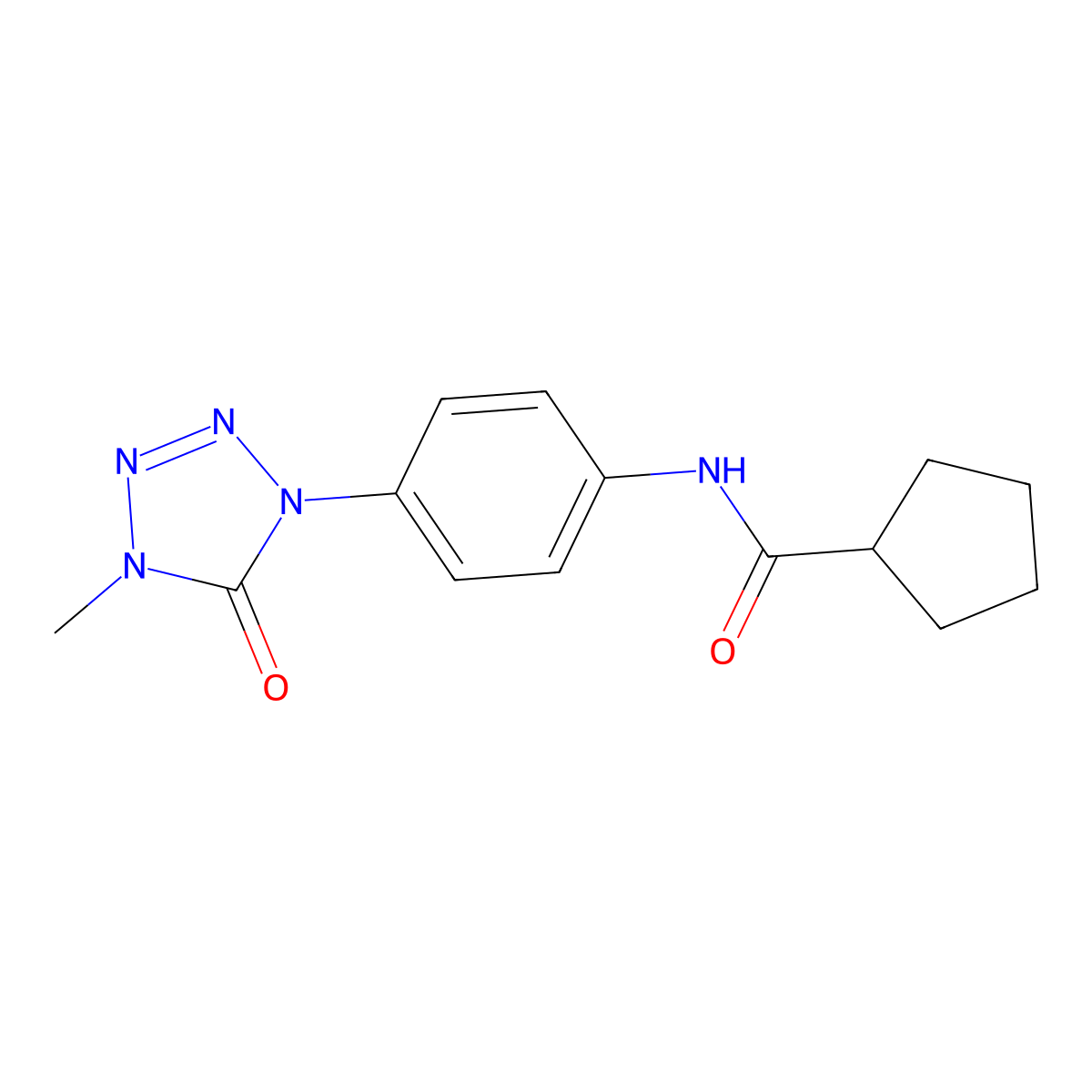 N-(4-(4-methyl-5-oxo-4,5-dihydro-1H-tetrazol-1-yl)phenyl)cyclopentanecarboxamide molecular structure, CAS 1396792-11-2
