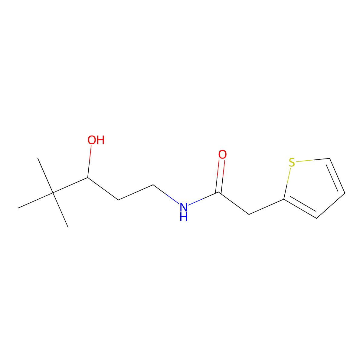 N-(3-hydroxy-4,4-dimethylpentyl)-2-(thiophen-2-yl)acetamide molecular structure, CAS 1396792-12-3