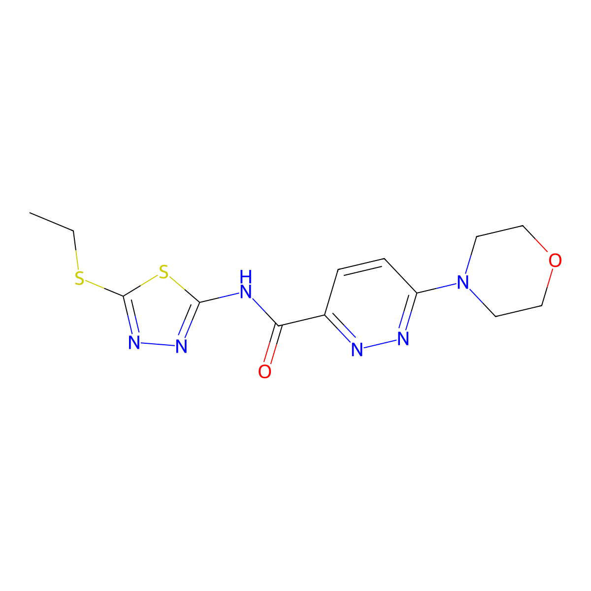 N-(5-(ethylthio)-1,3,4-thiadiazol-2-yl)-6-morpholinopyridazine-3-carboxamide molecular structure, CAS 1396792-13-4