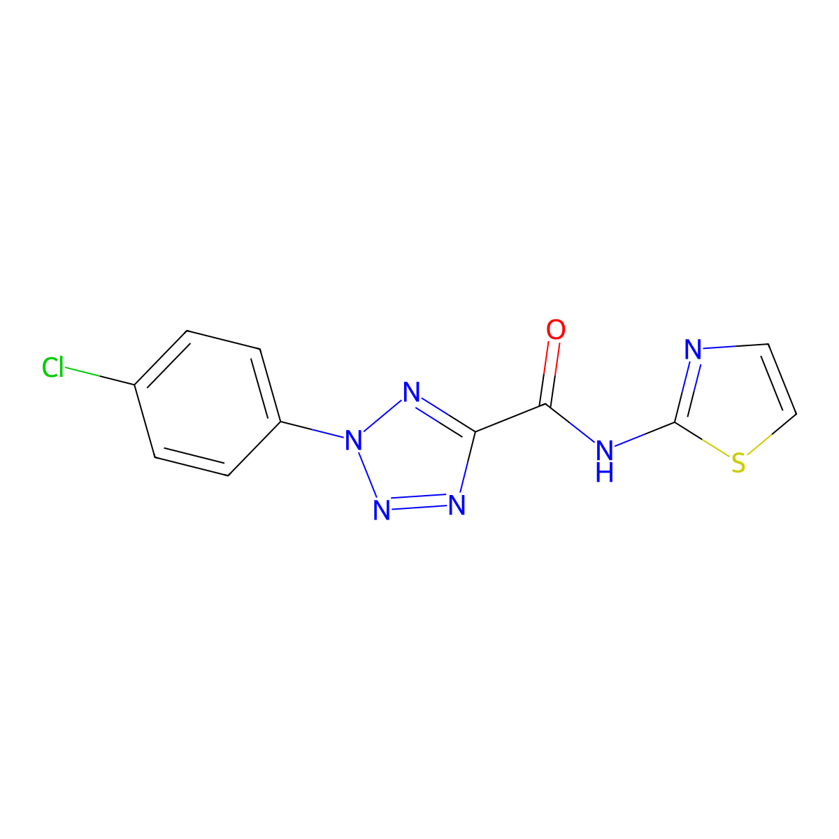 2-(4-chlorophenyl)-N-(thiazol-2-yl)-2H-tetrazole-5-carboxamide molecular structure, CAS 1396792-16-7