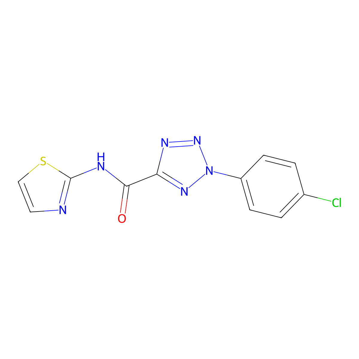 2-(4-chlorophenyl)-N-(thiazol-2-yl)-2H-tetrazole-5-carboxamide molecular structure, CAS 1396792-16-7