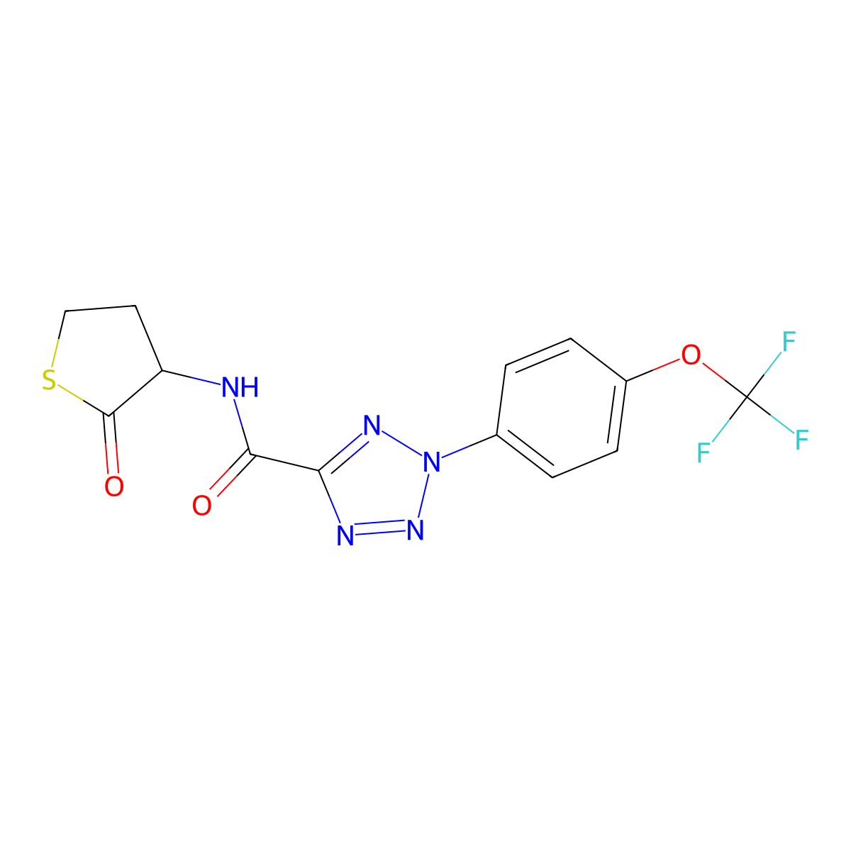 N-(2-oxotetrahydrothiophen-3-yl)-2-(4-(trifluoromethoxy)phenyl)-2H-tetrazole-5-carboxamide molecular structure, CAS 1396792-17-8