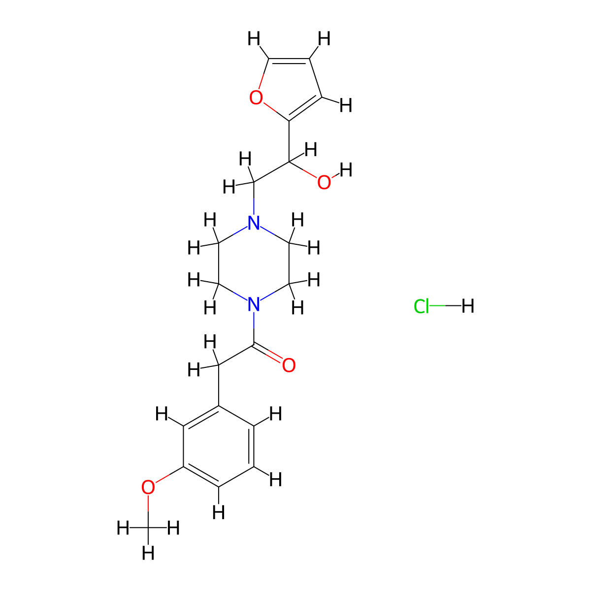 1-(4-(2-(Furan-2-yl)-2-hydroxyethyl)piperazin-1-yl)-2-(3-methoxyphenyl)ethanone hydrochloride molecular structure, CAS 1396792-20-3