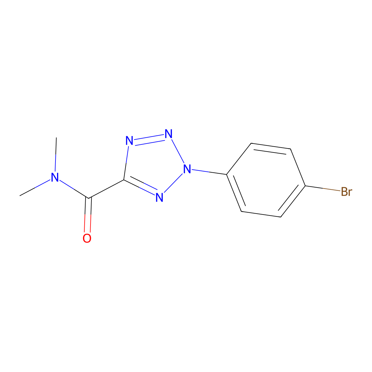 2-(4-bromophenyl)-N,N-dimethyl-2H-tetrazole-5-carboxamide molecular structure, CAS 1396792-22-5