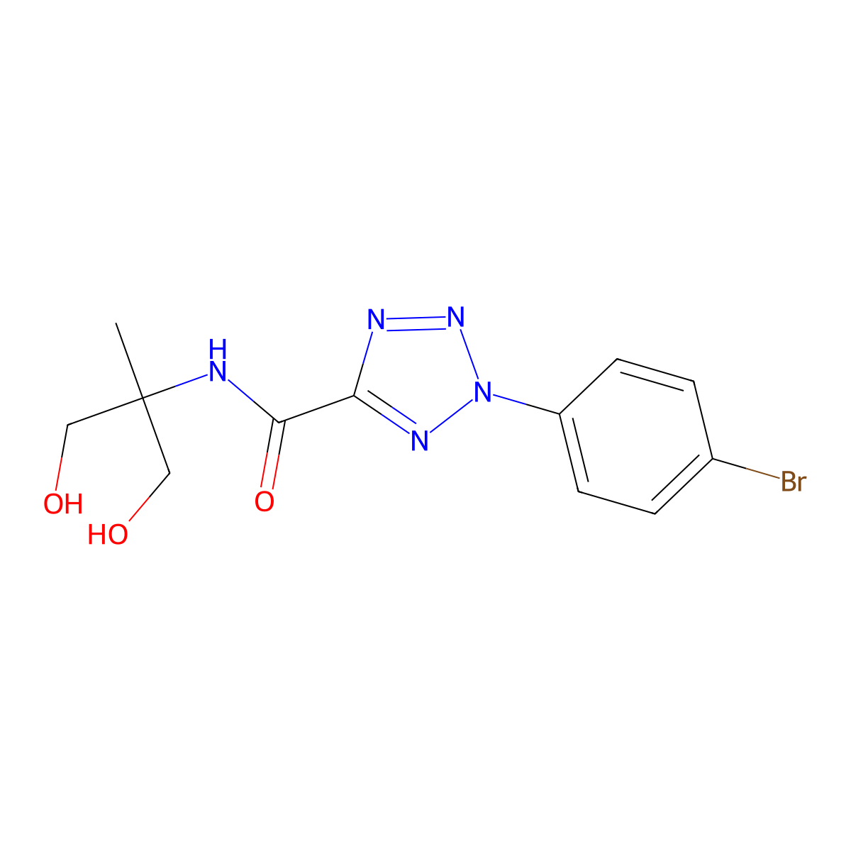 2-(4-bromophenyl)-N-(1,3-dihydroxy-2-methylpropan-2-yl)-2H-tetrazole-5-carboxamide molecular structure, CAS 1396792-31-6