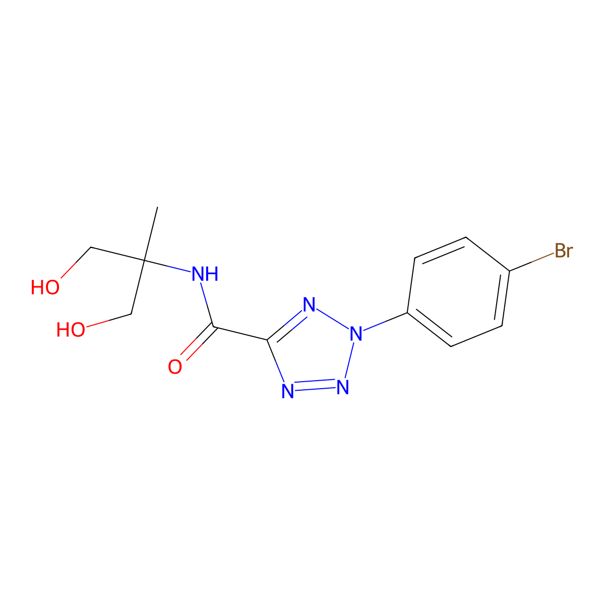 2-(4-bromophenyl)-N-(1,3-dihydroxy-2-methylpropan-2-yl)-2H-tetrazole-5-carboxamide molecular structure, CAS 1396792-31-6