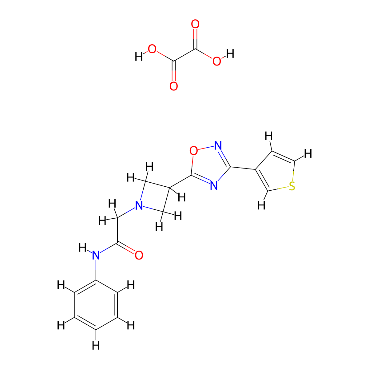 N-phenyl-2-(3-(3-(thiophen-3-yl)-1,2,4-oxadiazol-5-yl)azetidin-1-yl)acetamide oxalate molecular structure, CAS 1396792-33-8