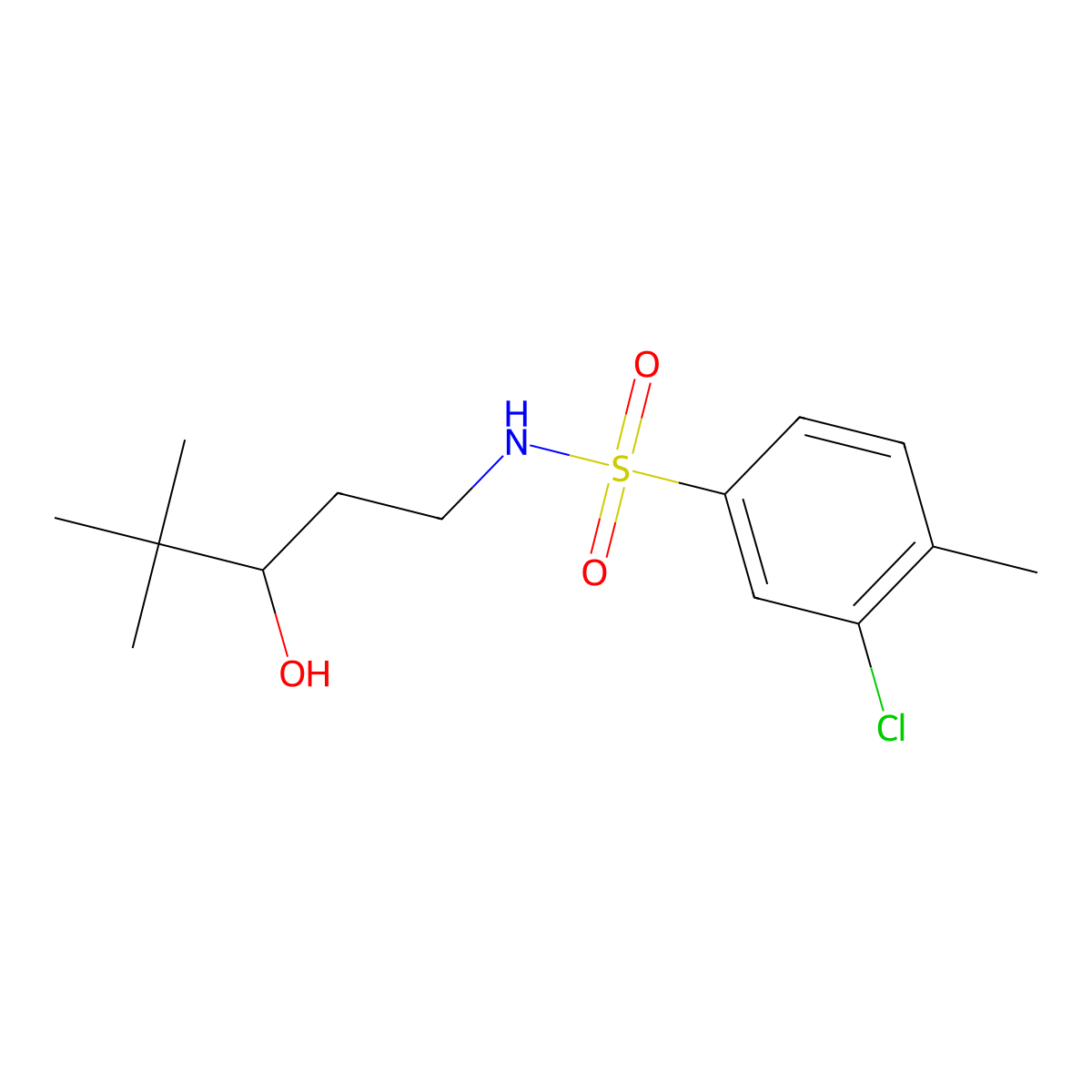 3-chloro-N-(3-hydroxy-4,4-dimethylpentyl)-4-methylbenzenesulfonamide molecular structure, CAS 1396792-36-1
