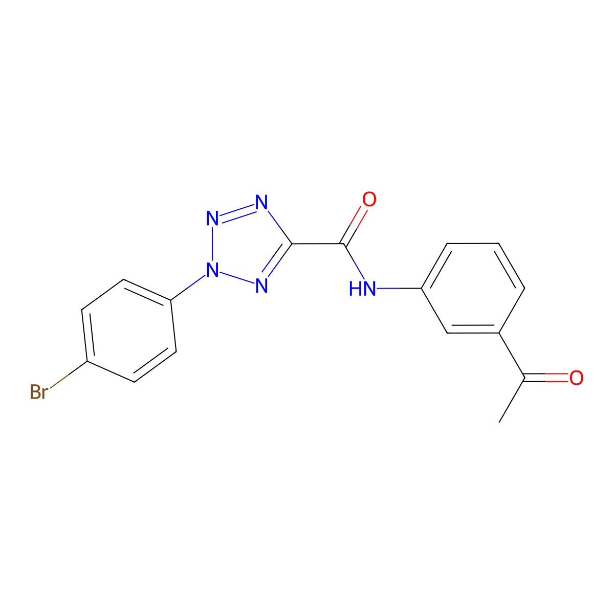 N-(3-acetylphenyl)-2-(4-bromophenyl)-2H-tetrazole-5-carboxamide molecular structure, CAS 1396792-40-7