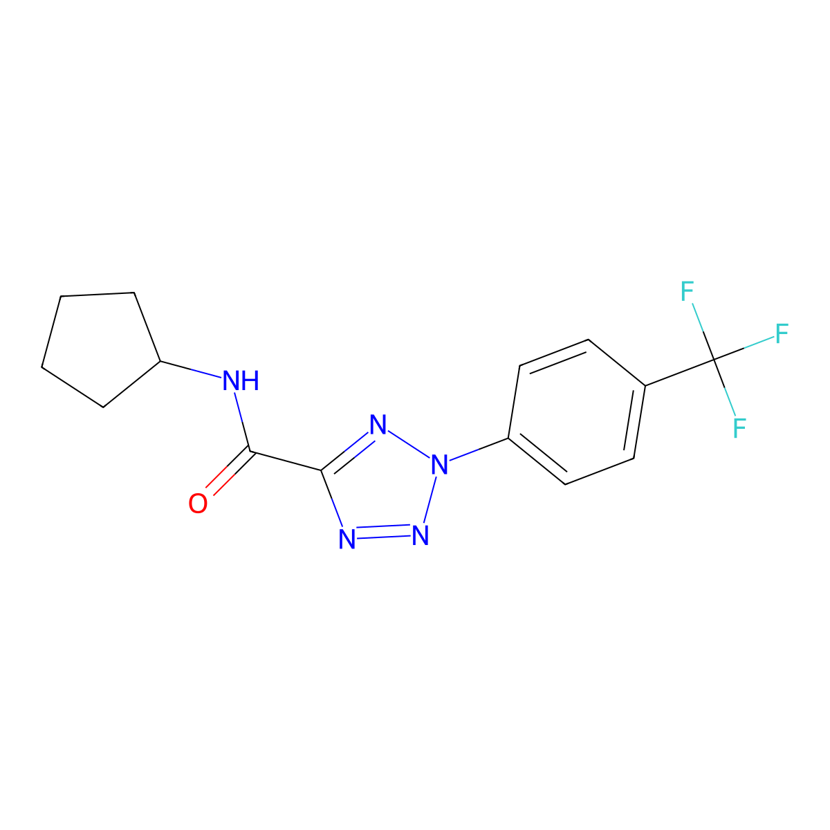 N-cyclopentyl-2-(4-(trifluoromethyl)phenyl)-2H-tetrazole-5-carboxamide molecular structure, CAS 1396792-41-8
