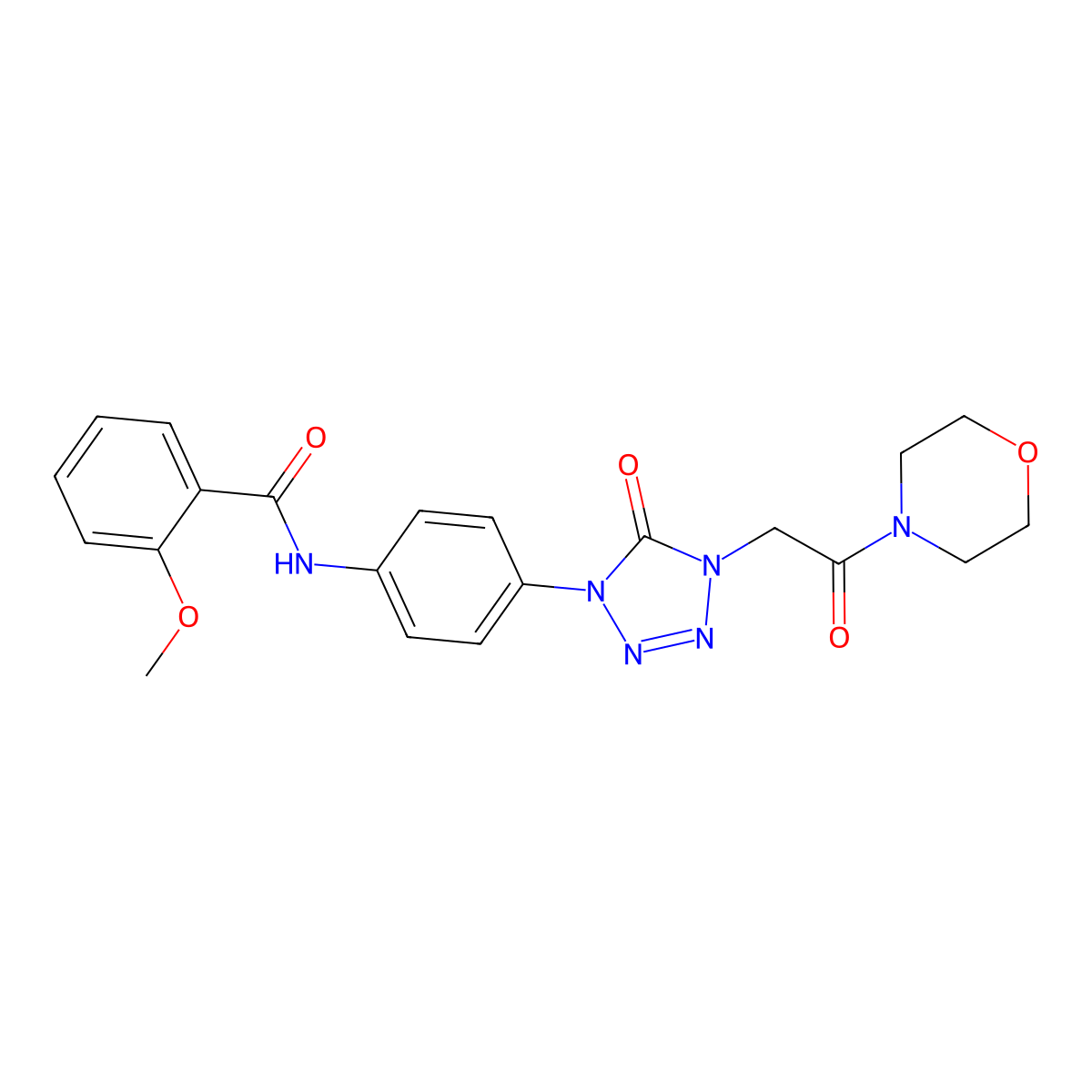 2-methoxy-N-(4-(4-(2-morpholino-2-oxoethyl)-5-oxo-4,5-dihydro-1H-tetrazol-1-yl)phenyl)benzamide molecular structure, CAS 1396792-48-5