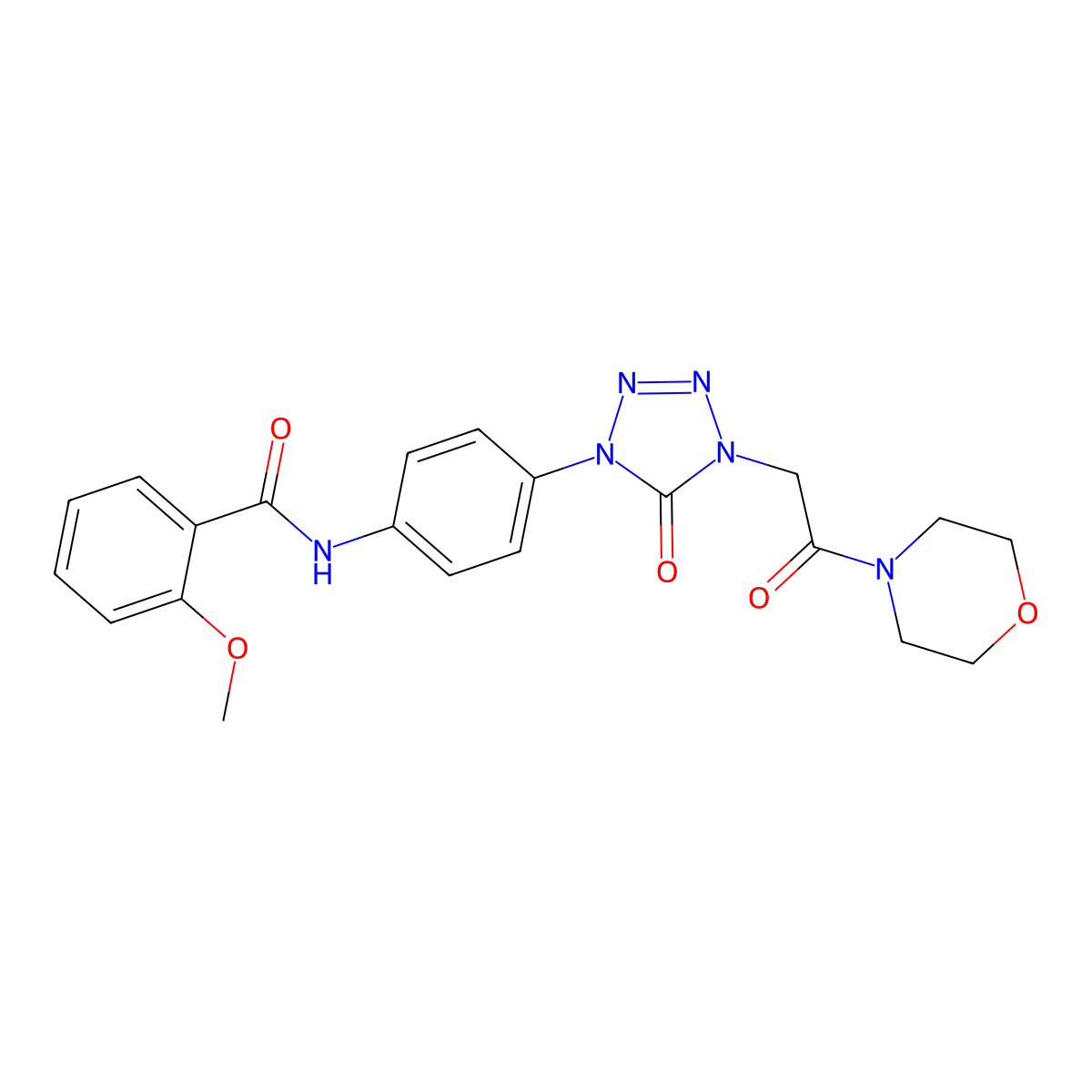2-methoxy-N-(4-(4-(2-morpholino-2-oxoethyl)-5-oxo-4,5-dihydro-1H-tetrazol-1-yl)phenyl)benzamide molecular structure, CAS 1396792-48-5