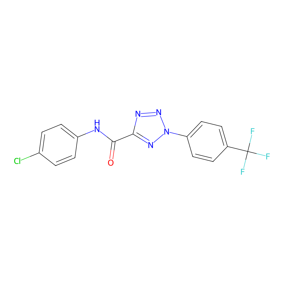 N-(4-chlorophenyl)-2-(4-(trifluoromethyl)phenyl)-2H-tetrazole-5-carboxamide molecular structure, CAS 1396792-49-6