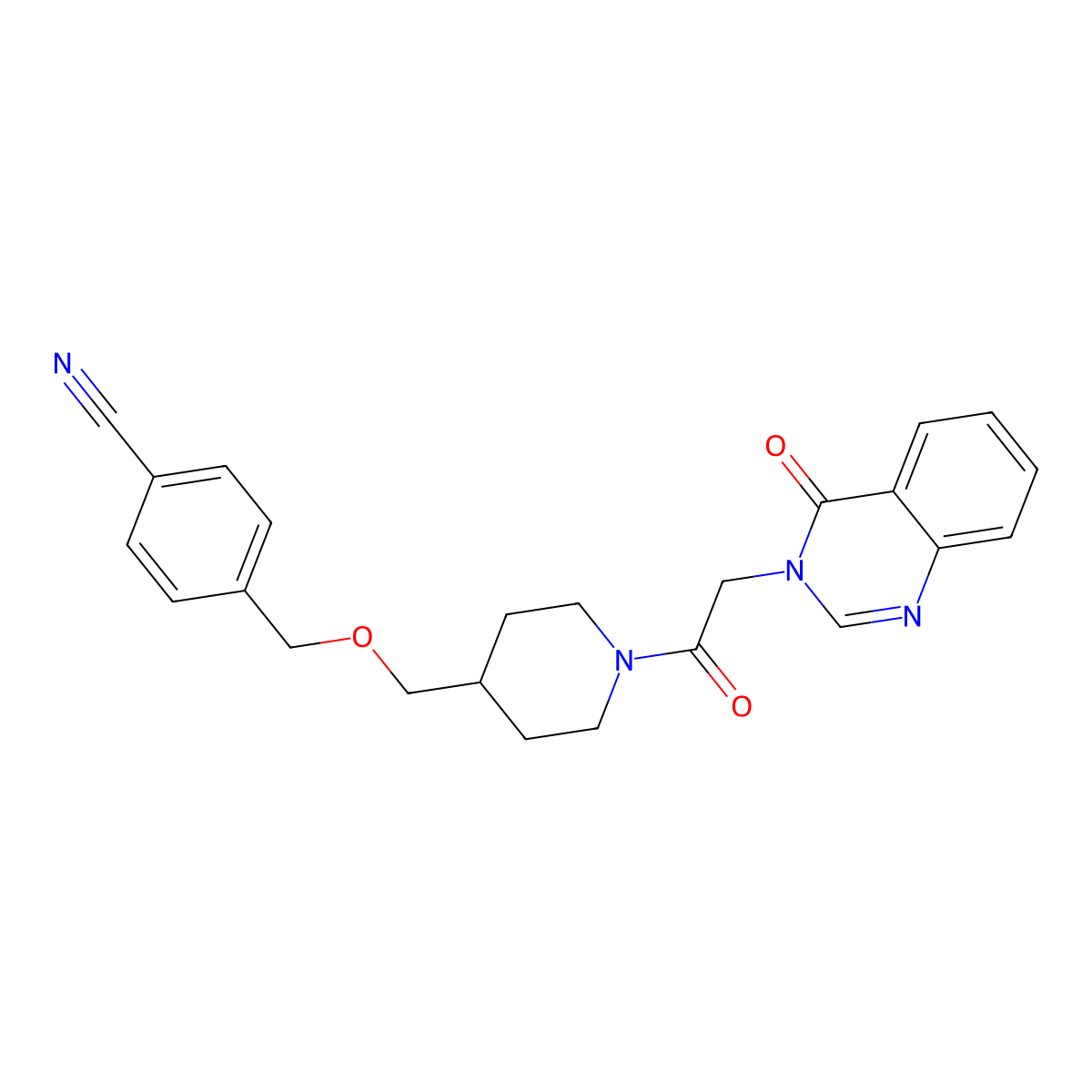 4-(((1-(2-(4-oxoquinazolin-3(4H)-yl)acetyl)piperidin-4-yl)methoxy)methyl)benzonitrile molecular structure, CAS 1396792-60-1
