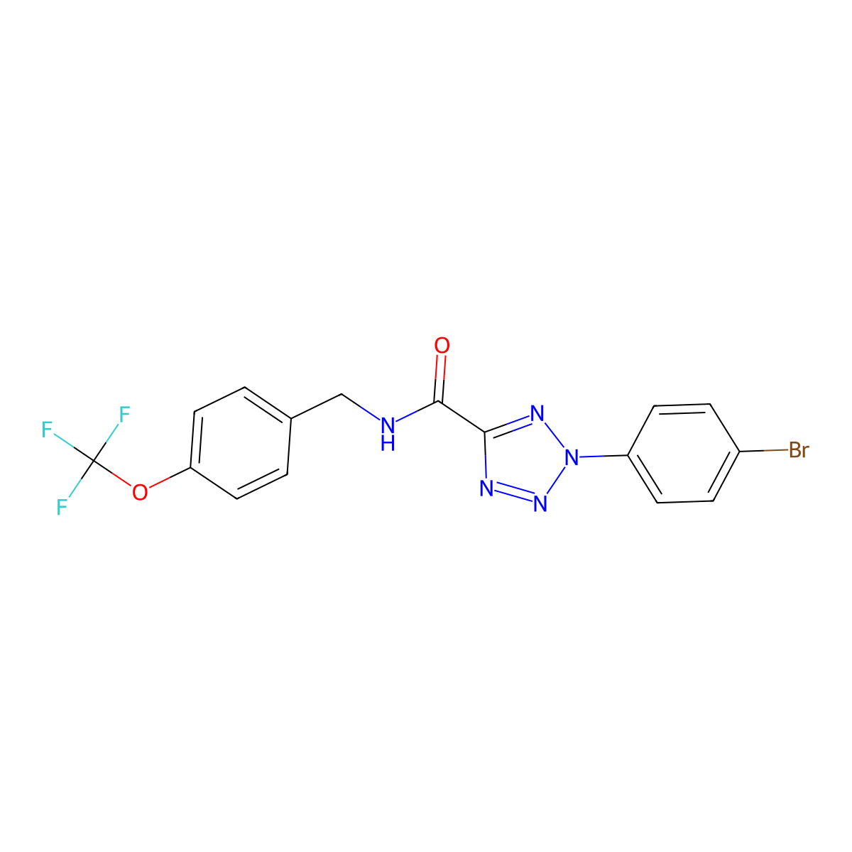 2-(4-bromophenyl)-N-(4-(trifluoromethoxy)benzyl)-2H-tetrazole-5-carboxamide molecular structure, CAS 1396792-61-2