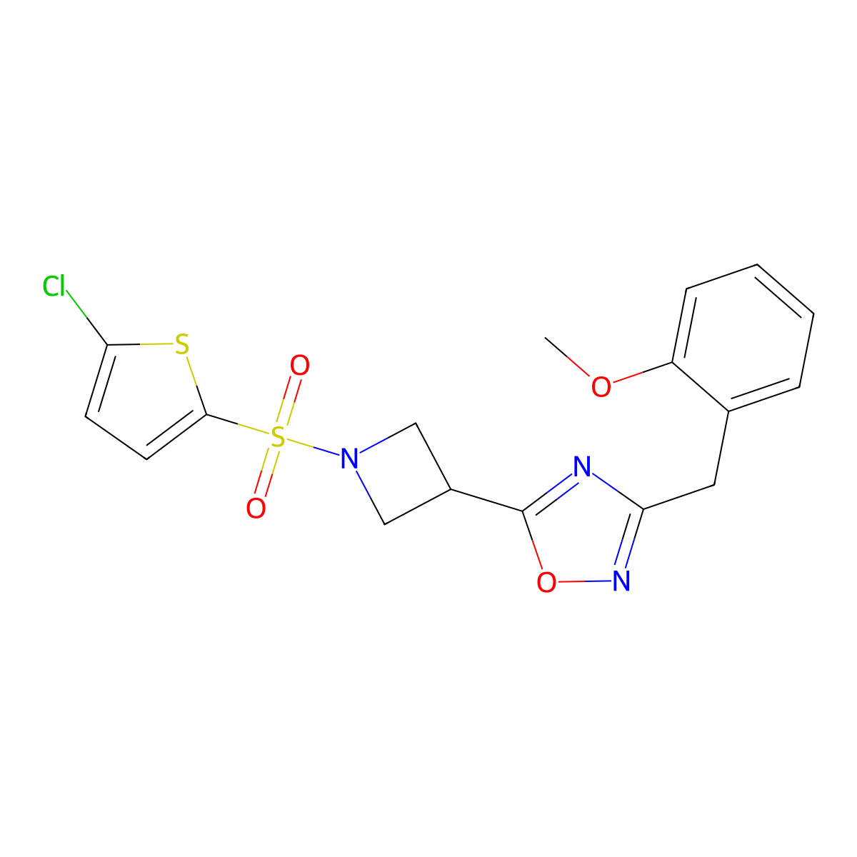 5-(1-((5-Chlorothiophen-2-yl)sulfonyl)azetidin-3-yl)-3-(2-methoxybenzyl)-1,2,4-oxadiazole molecular structure, CAS 1396792-62-3