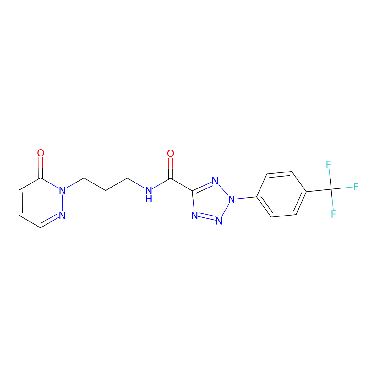 N-[3-(6-oxo-1,6-dihydropyridazin-1-yl)propyl]-2-[4-(trifluoromethyl)phenyl]-2H-1,2,3,4-tetrazole-5-carboxamide molecular structure, CAS 1396792-64-5