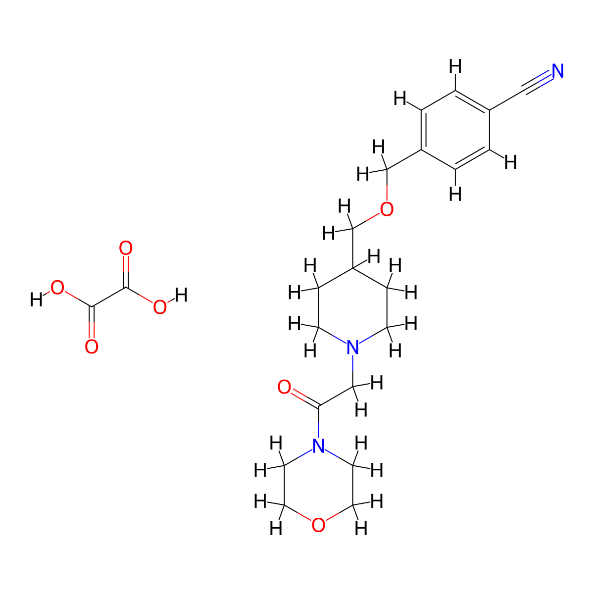 4-(((1-(2-Morpholino-2-oxoethyl)piperidin-4-yl)methoxy)methyl)benzonitrile oxalate molecular structure, CAS 1396792-68-9
