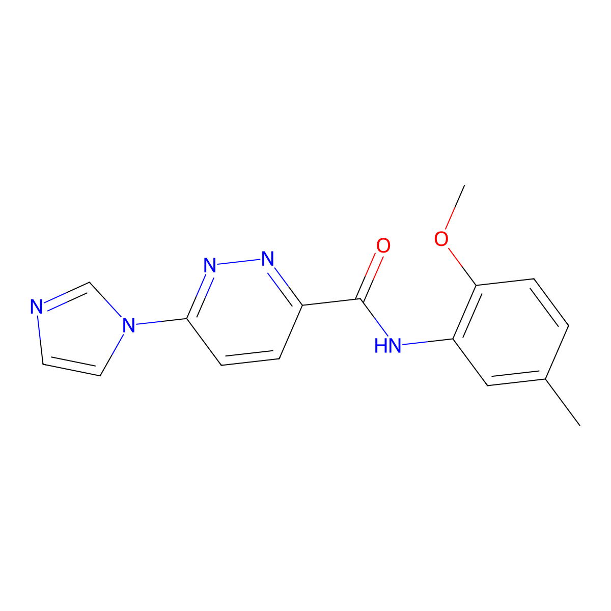6-(1H-imidazol-1-yl)-N-(2-methoxy-5-methylphenyl)pyridazine-3-carboxamide molecular structure, CAS 1396792-69-0